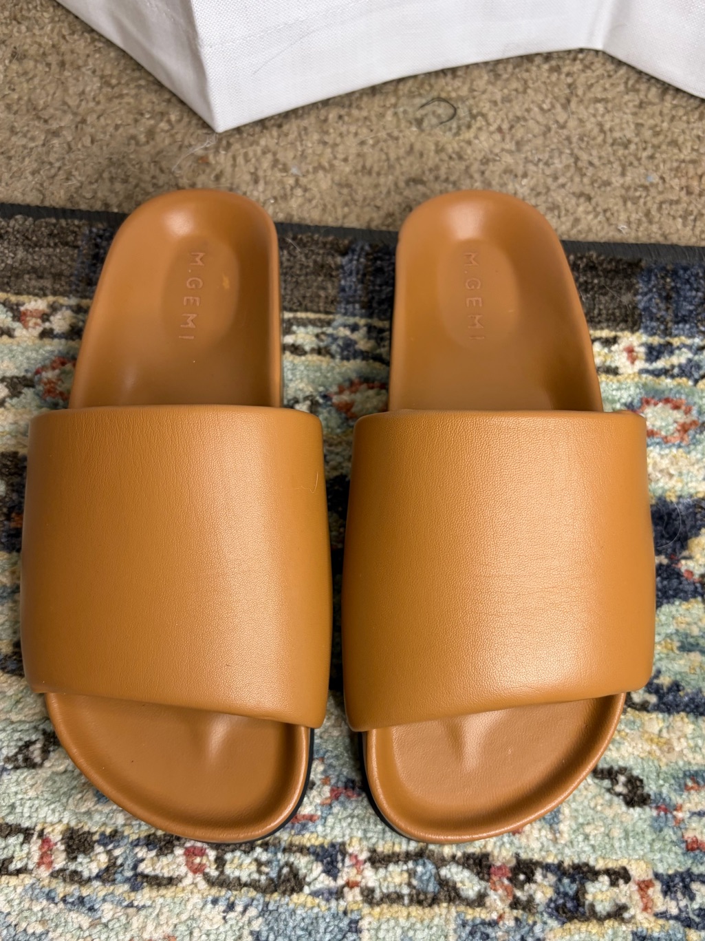 M. Gemi The Ada Slide Padded Leather Sandal Camel Brown Size Us 5.5 Retail $248